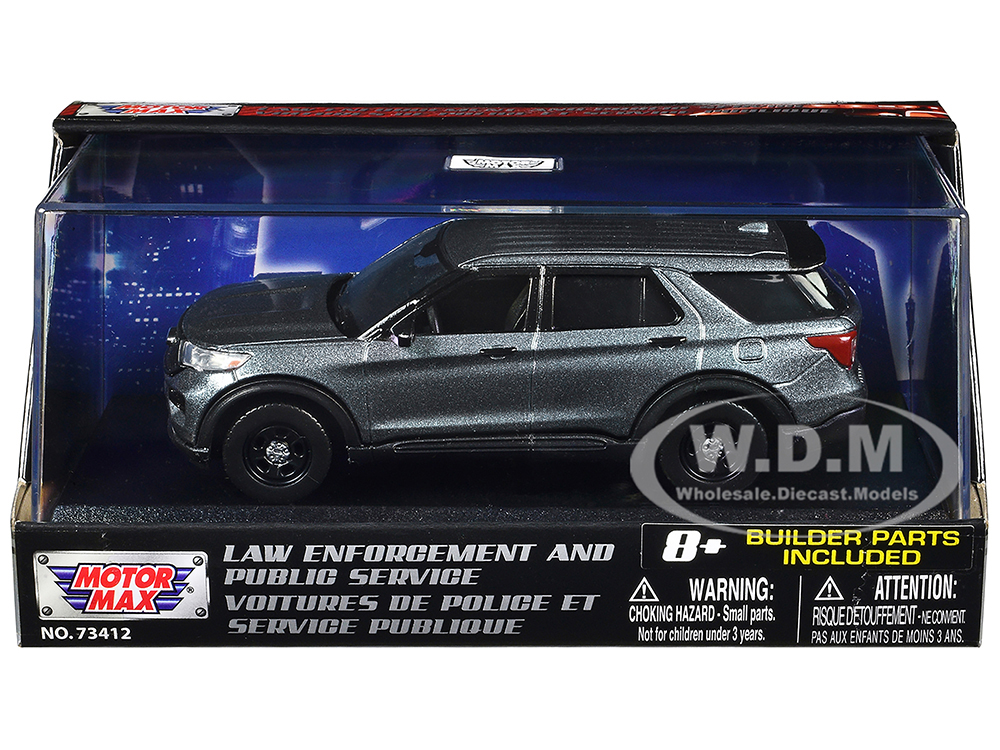 2022 Ford Police Interceptor Utility Gray Metallic Unmarked Custom Builders Kit Law Enforcement and Public Service Series 1/43 Diecast Model Car by Motormax