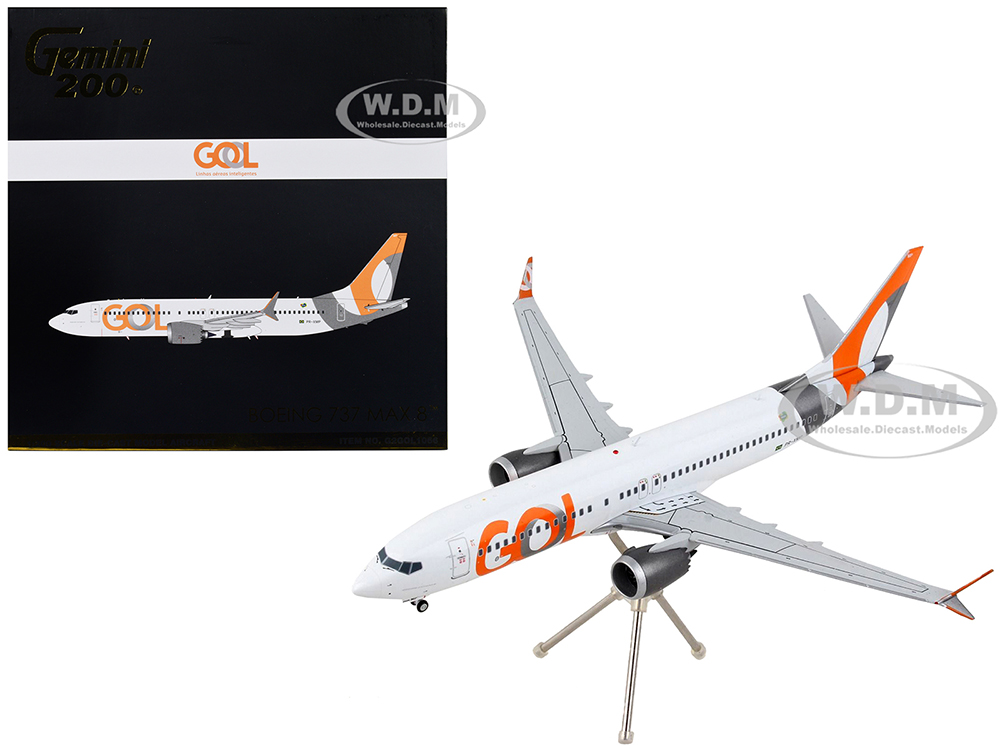 Boeing 737 MAX 8 Commercial Aircraft "Gol Linhas Aereas Inteligentes" White with Orange Tail "Gemini 200" Series 1/200 Diecast Model Airplane by Gemi