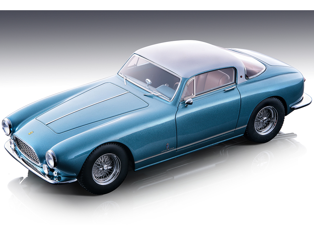 1955 Ferrari 250 GT Europa California Azure Blue Metallic with Silver Metallic Top Mythos Series Limited Edition to 80 pieces Worldwide 1/18 Model Car by Tecnomodel