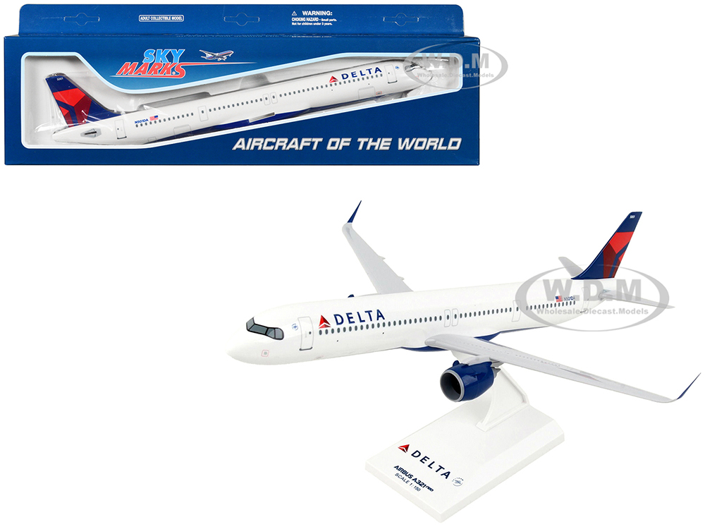 Airbus A321neo Commercial Aircraft "Delta Air Lines" (N501DA) White with Red and Blue Tail (Snap-Fit) 1/150 Plastic Model by Skymarks