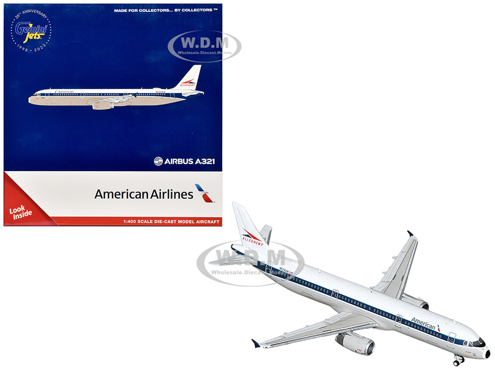 Airbus A321 Commercial Aircraft American Airlines - Allegheny Heritage (N579UW) White with Blue Stripes 1/400 Diecast Model Airplane by GeminiJets