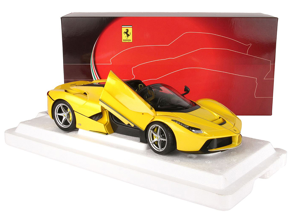 Ferrari LaFerrari Aperta Giallo Tristrato Yellow with DISPLAY CASE Limited Edition 1/18 Diecast Model Car by BBR