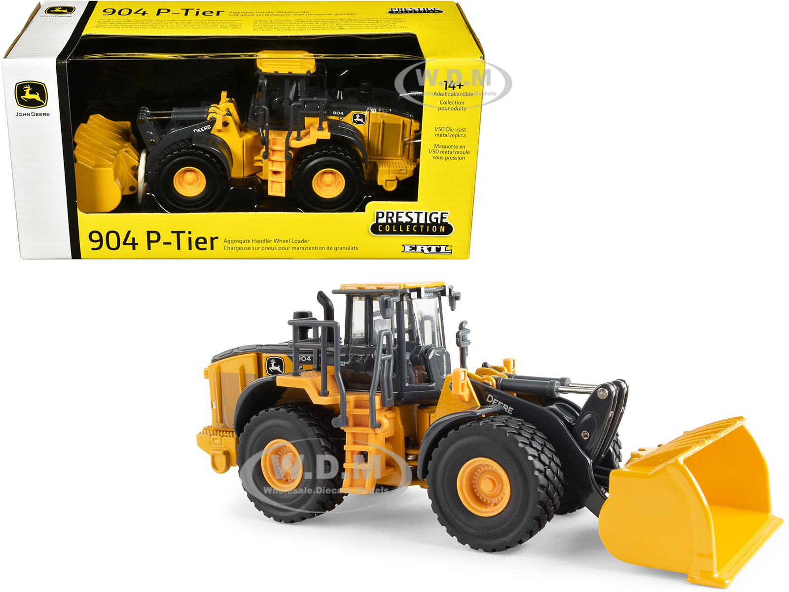 John Deere 904 P-Tier Wheel Loader Yellow and Gray Prestige Collection 1/50 Diecast Model by ERTL TOMY