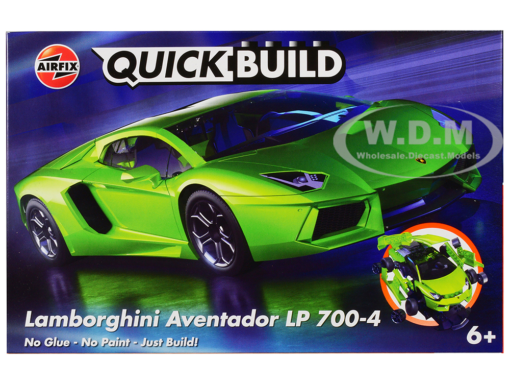 Skill 1 Model Kit Lamborghini Aventador LP 700-4 Green Snap Together Painted Plastic Model Car Kit by Airfix Quickbuild