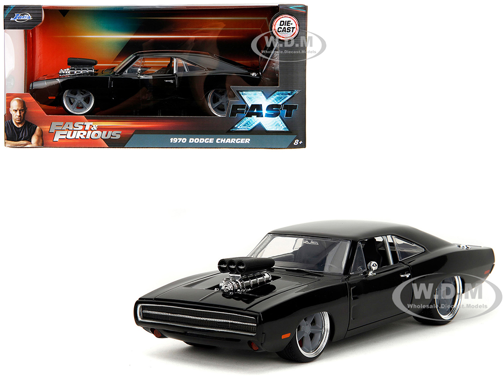 1970 Dodge Charger R/T Black Fast X (2023) Movie Fast &amp; Furious Series 1/24 Diecast Model Car by Jada