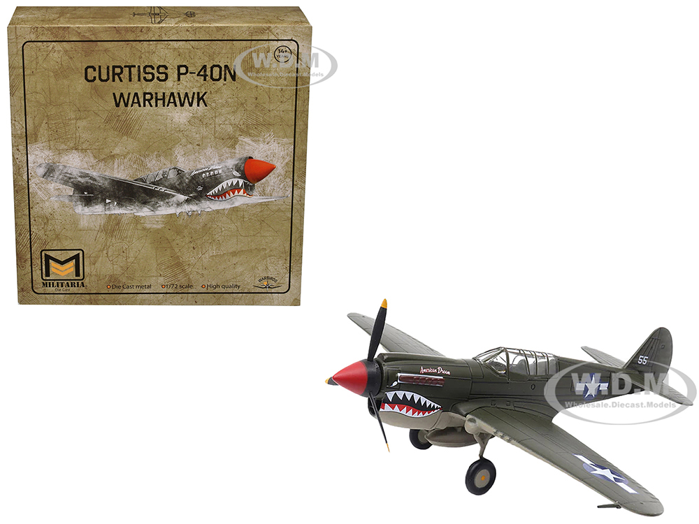 Curtiss P-40N Warhawk Fighter Aircraft American Dream National Warplane Museum United States Army Air Forces 1/72 Diecast Model by Militaria Die Cast