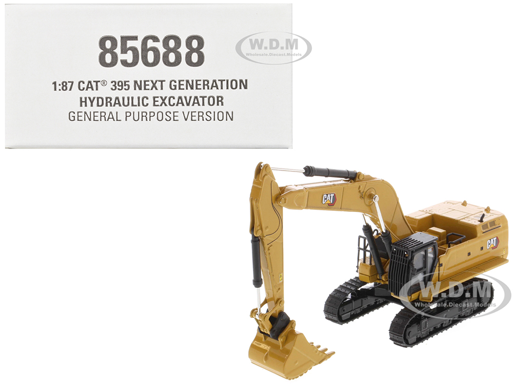 CAT Caterpillar 395 Next-Generation Hydraulic Excavator (General Purpose Version) Yellow with Additional Tools High Line Series 1/87 (HO) Diecast Model by Diecast Masters