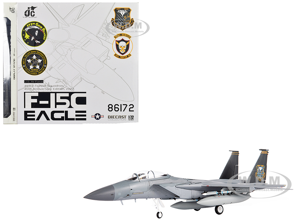 McDonnell Douglas F-15C Eagle Fighter Aircraft "493rd Fighter Squadron Grim Reapers 45th Anniversary Edition" (2022) United States Air Force 1/72 Die