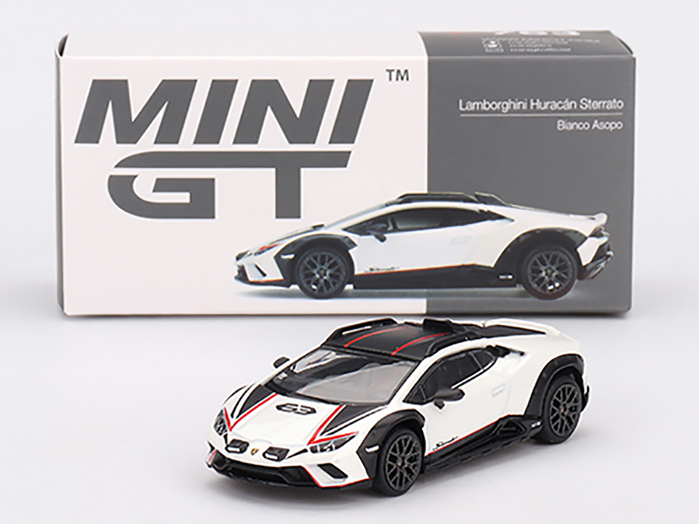 Lamborghini Huracan Sterrato Bianco Asopo White Metallic With Red Stripes And Matt Black Top Limited Edition To 7680 Pieces Worldwide 1/64 Diecast Mo