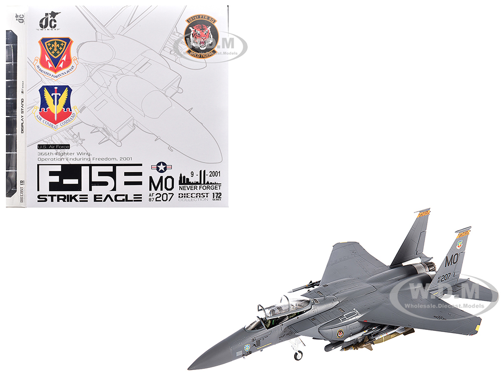 McDonnell Douglas F-15E Strike Eagle Fighter Aircraft 391st FS Bold Tigers 366th Fighter Wing Operation Enduring Freedom (2001) United States Air Force 1/72 Diecast Model by JC Wings