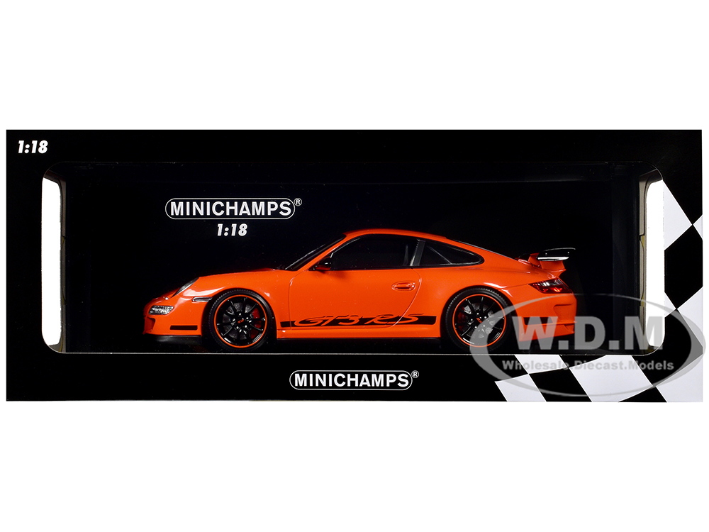 2007 Porsche 911 GT3 RS Orange with Black Stripes 1/18 Diecast Model Car by Minichamps