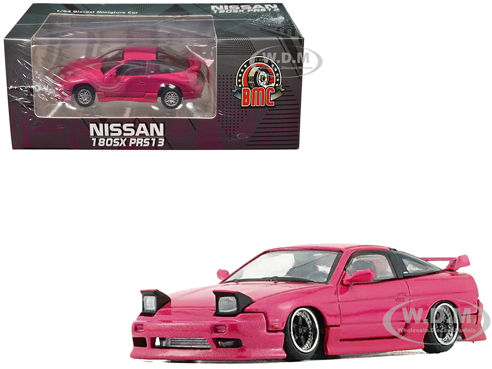 Nissan 180SX PRS13 RHD (Right Hand Drive) Pink Metallic with Extra Wheels and Accessories 1/64 Diecast Model Car by BM Creations