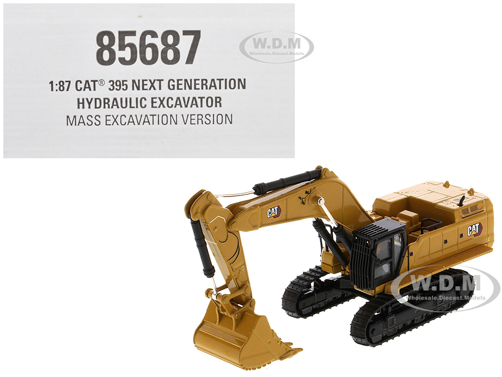 CAT Caterpillar 395 Next-Generation Hydraulic Excavator (Mass Excavation Version) Yellow High Line Series 1/87 (HO) Diecast Model by Diecast Masters