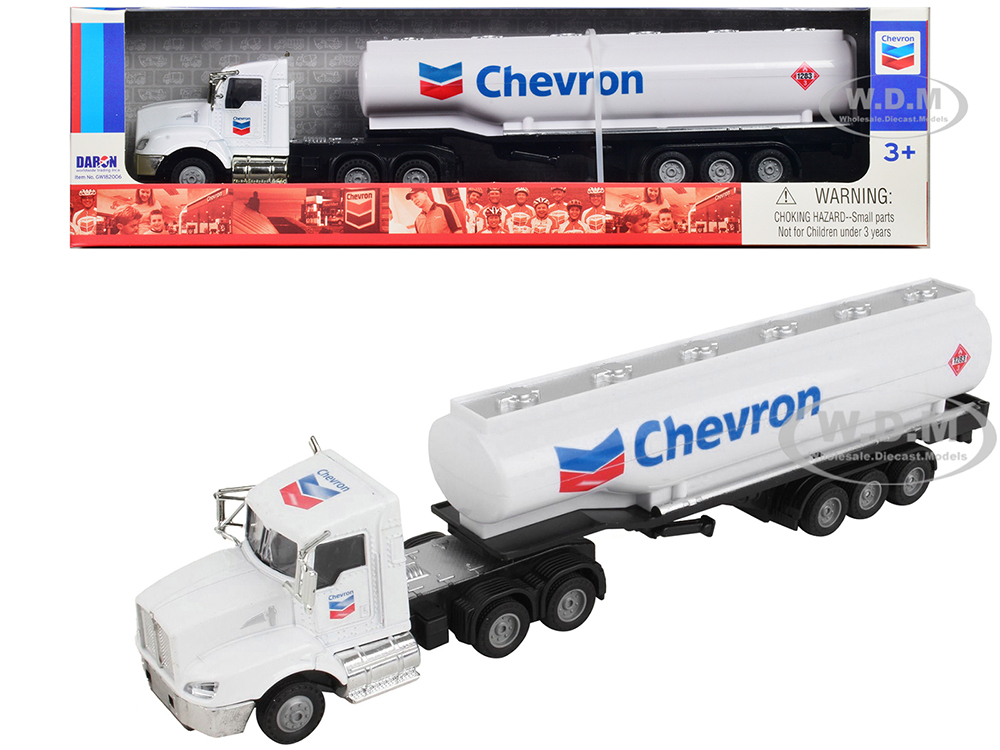 Chevron Tanker Truck White Chevron 1/50 Diecast Model by Daron