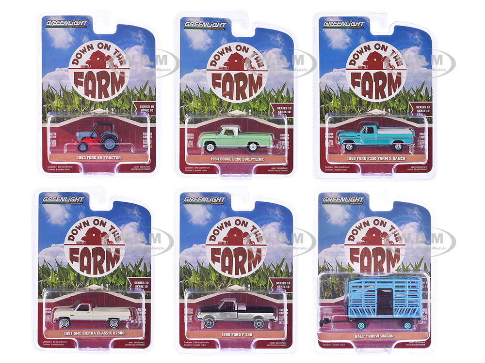 "Down on the Farm" Series 10 Set of 6 pieces 1/64 Diecast Models by Greenlight