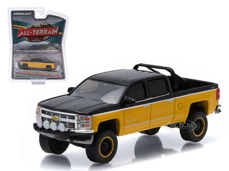 2015 Chevrolet Silverado 1500 Black And Yellow Pickup Truck "all Terrain" Series 2 1/64 Diecast Model By Greenlight
