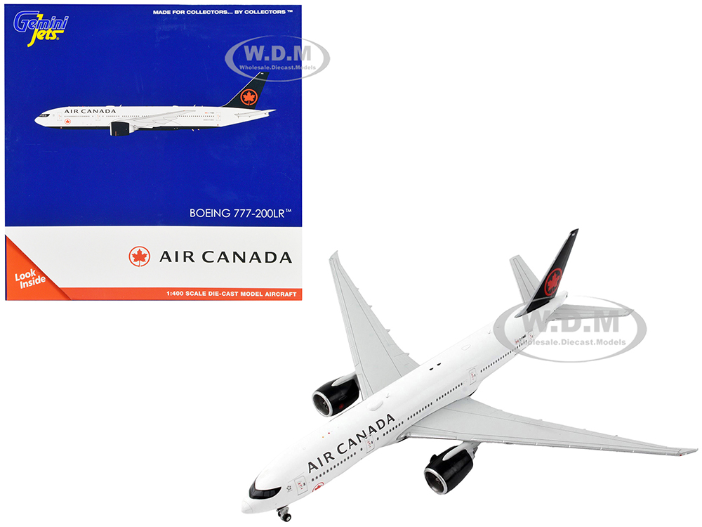 Boeing 777-200LR Commercial Aircraft "Air Canada" White with Black Tail 1/400 Diecast Model Airplane by GeminiJets