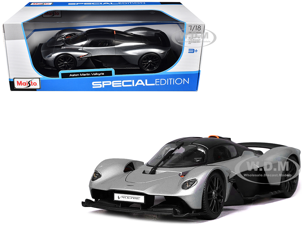 Aston Martin Valkyrie Silver Metallic with Matt Black Top Special Edition Series 1/18 Diecast Model Car by Maisto