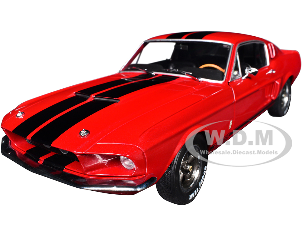 1967 Shelby GT500 Burgundy Red with Black Stripes 1/18 Diecast Model Car by Solido