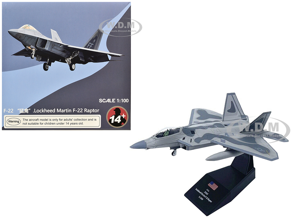 Lockheed Martin F-22A Raptor Stealth Aircraft 27th Figher Squadron 1st Operations Group Langley AFB (2005) United States Air Force 1/100 Diecast Model Airplane