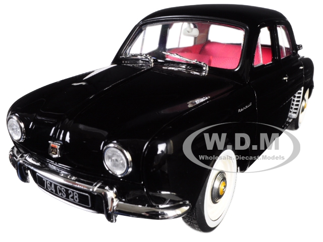 1958 Renault Dauphine Black With Red Interior 1/18 Diecast Model Car By Norev