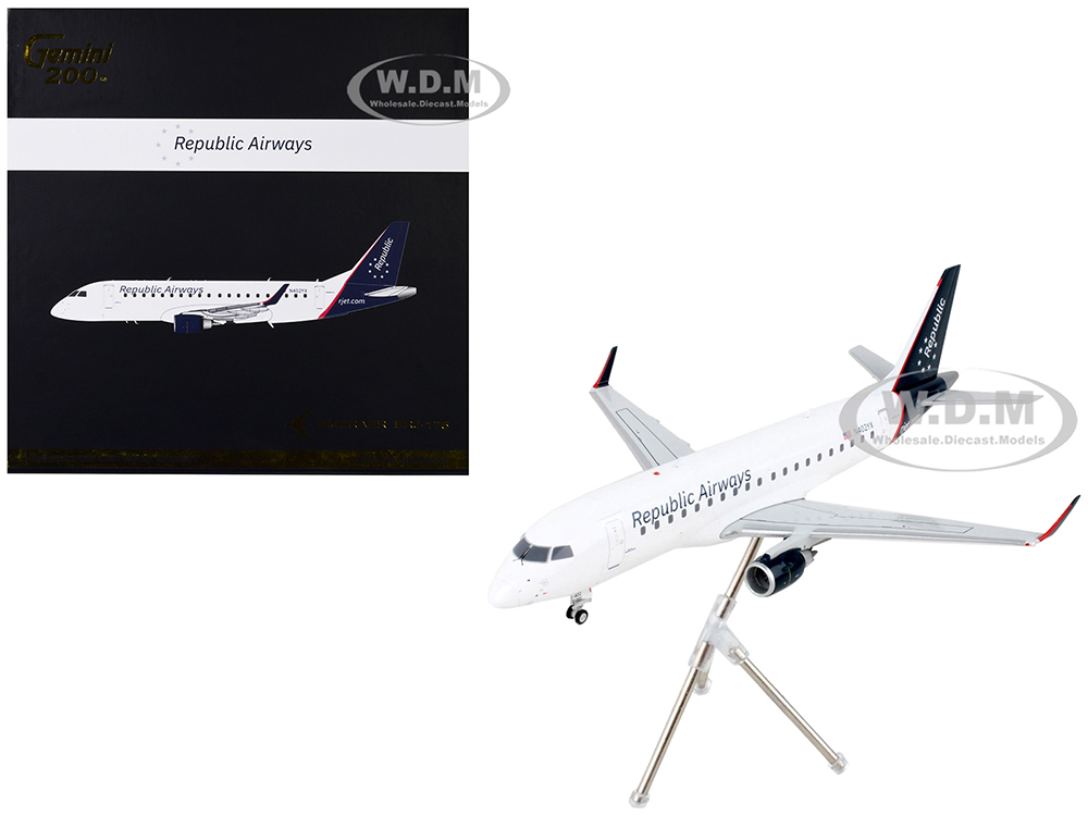 Embraer ERJ-175 Commercial Aircraft Republic Airways White with Blue Tail Gemini 200 Series 1/200 Diecast Model Airplane by GeminiJets
