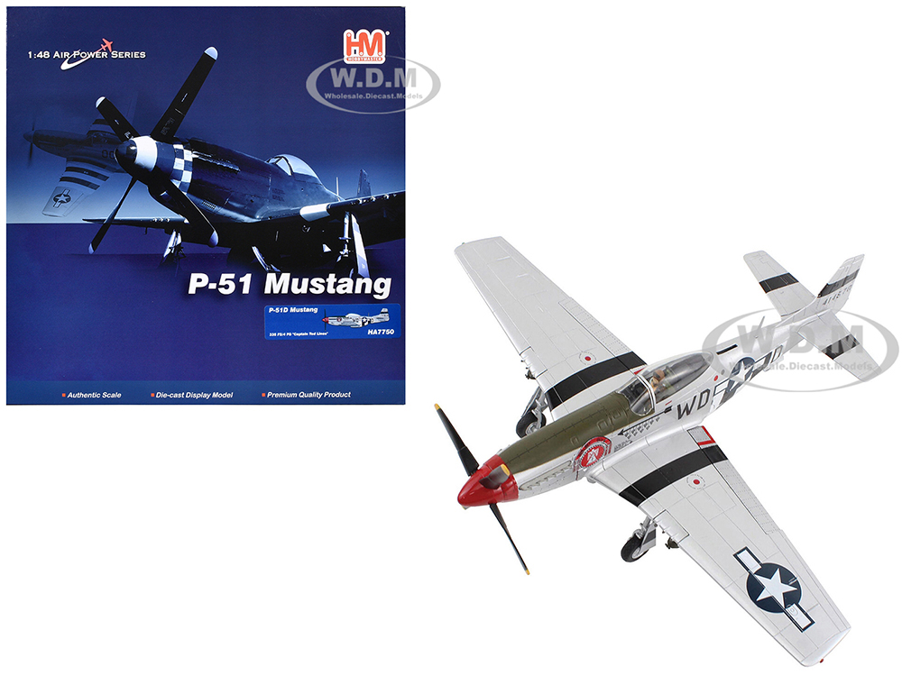 North American P-51D Mustang Fighter Aircraft 335th Fighter Squadron 4th Fighter Group Captain Ted Lines United States Army Air Force Air Power Series 1/48 Diecast Model by Hobby Master