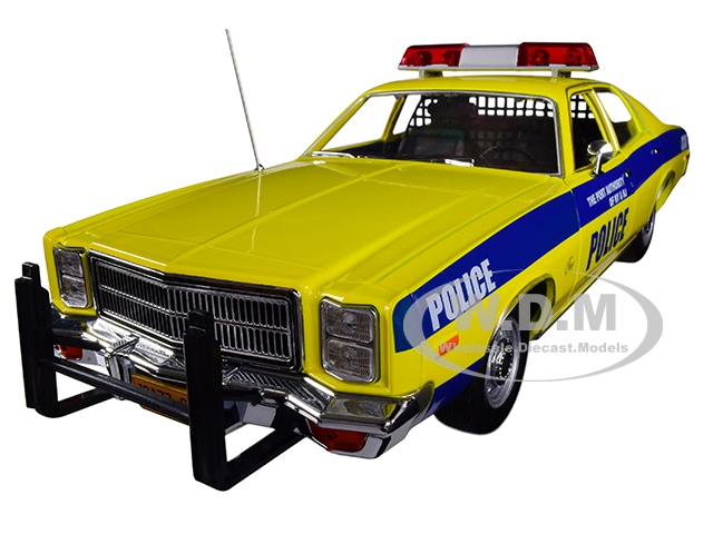 1977 Plymouth Fury "the Port Authority Of New York And New Jersey Police" Yellow With Blue Stripes 1/18 Diecast Model Car By Greenlight