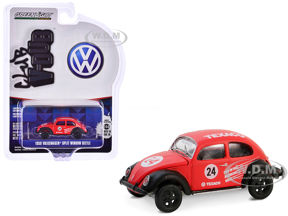 1950 Volkswagen Split Window Beetle #24 Red Texaco Club Vee-Dub Series 19 1/64 Diecast Model Car by Greenlight