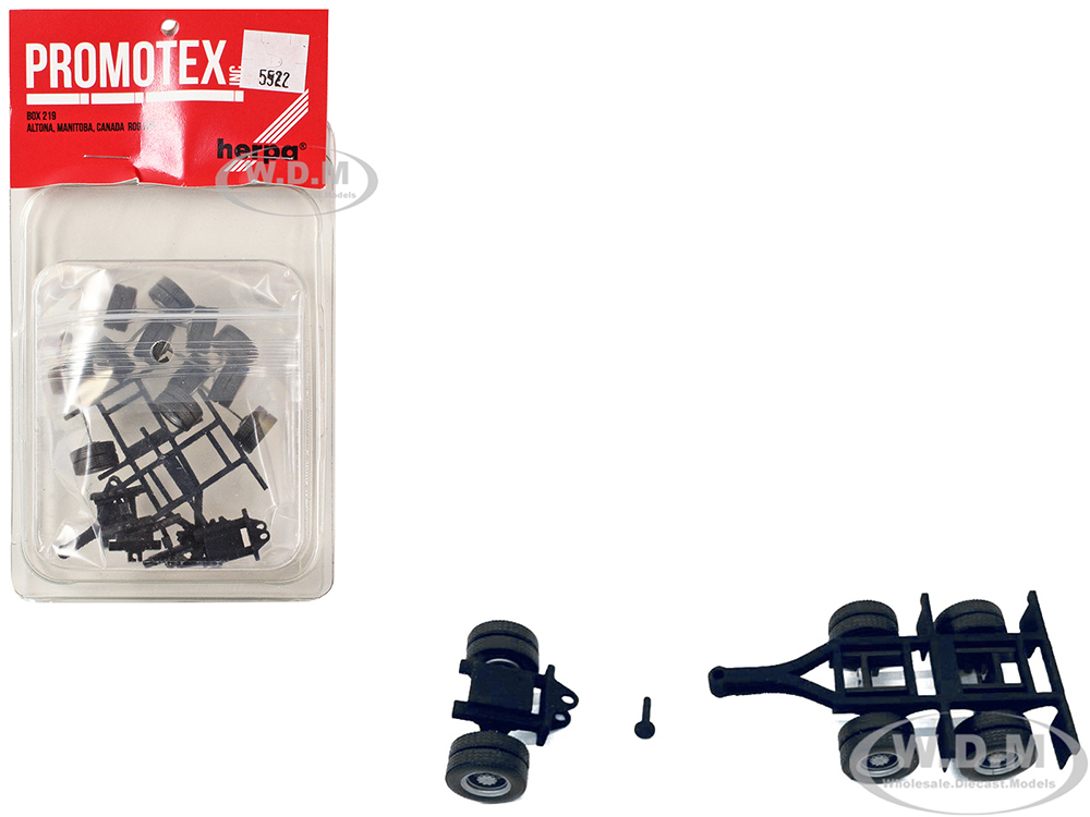 Lowboy Dual Axle Booster with Integrated Rear Axle and Fenders (2 Sets) 1/87 (HO) Plastic Model by Promotex