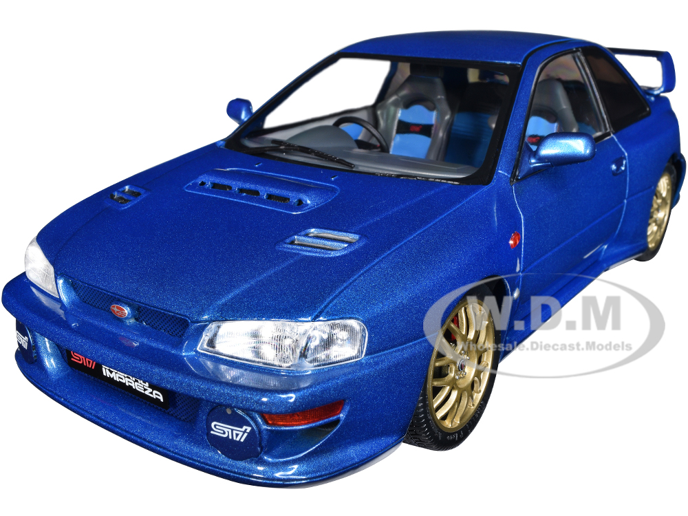 1998 Subaru Impreza 22B STi RHD (Right Hand Drive) Blue Metallic with Gold Wheels 1/18 Diecast Model Car by Solido