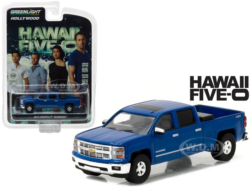 2014 Chevrolet Silverado Pickup Truck Blue "hawaii Five-0" Tv Series (2010-current) 1/64 Diecast Model Car By Greenlight