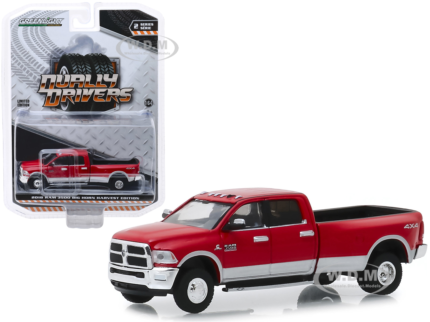 2018 Dodge Ram 3500 4x4 Big Horn Pickup Truck "harvest Edition" Red "dually Drivers" Series 2 1/64 Diecast Model Car By Greenlight