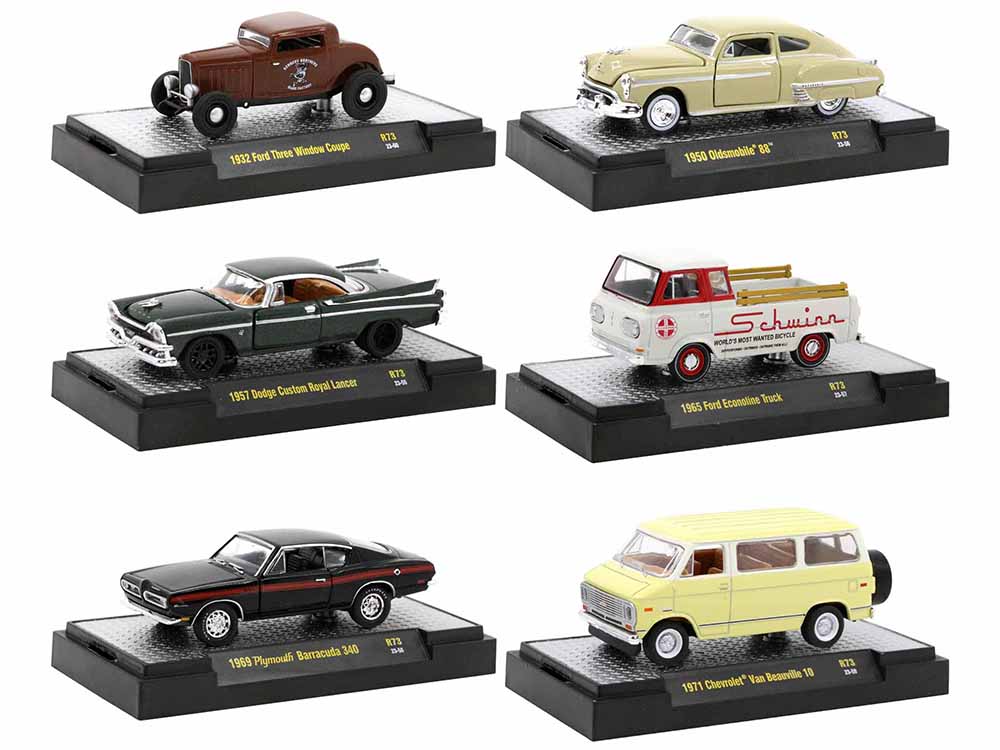 Auto Meets Set of 6 Cars IN DISPLAY CASES Release 73 Limited Edition 1/64 Diecast Model Cars by M2 Machines