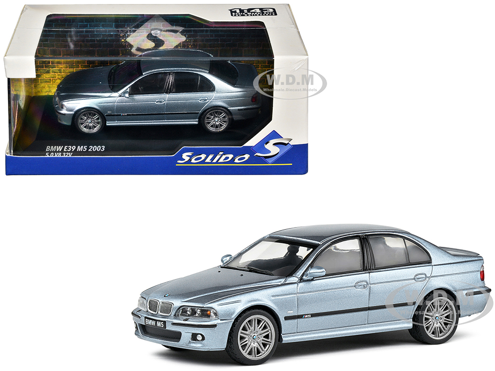 2003 BMW E39 M5 Silver Water Blue Metallic 1/43 Diecast Model Car by Solido