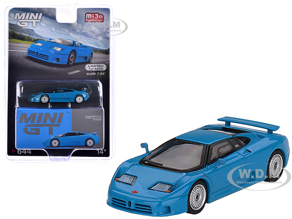 Bugatti EB110 GT Blu Bugatti Blue Limited Edition to 4200 pieces Worldwide 1/64 Diecast Model Car by Mini GT