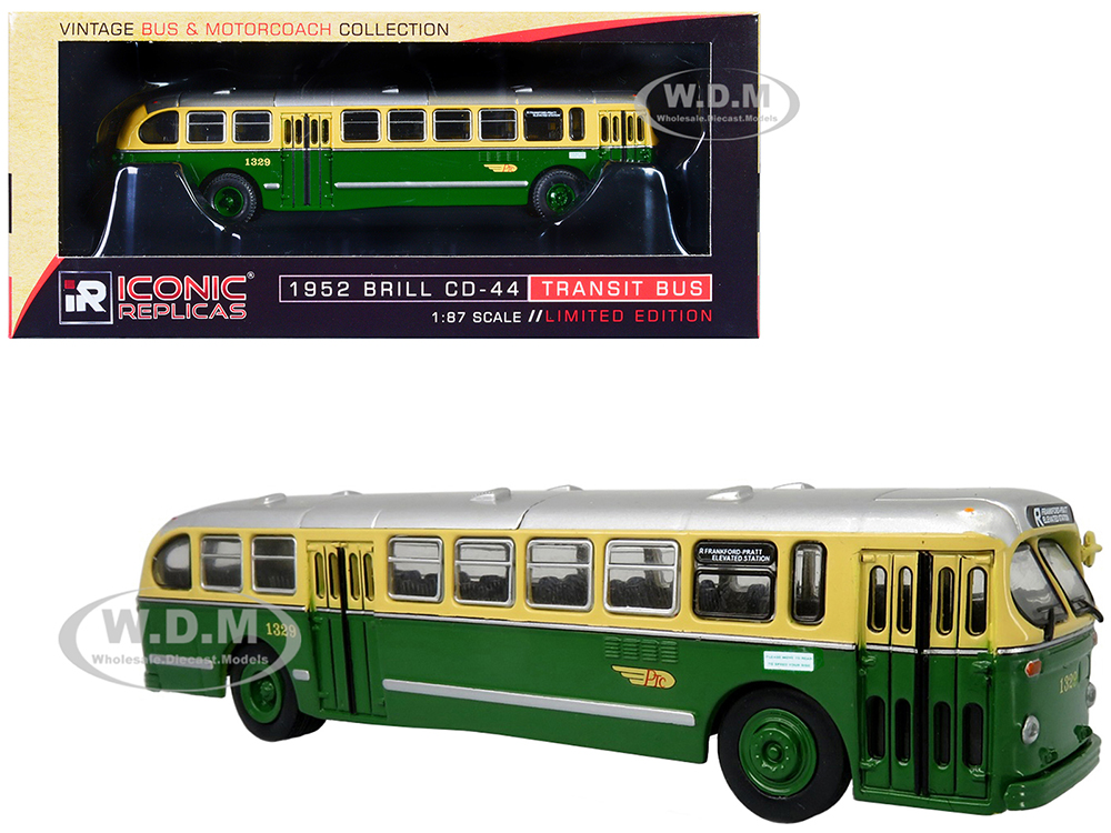 1952 CCF-Brill CD-44 Transit Bus PTC (Philadelphia Transportation Company) R Frankford-Pratt Elevated Station Vintage Bus & Motorcoach Collection 1/87 (HO) Diecast Model by Iconic Replicas