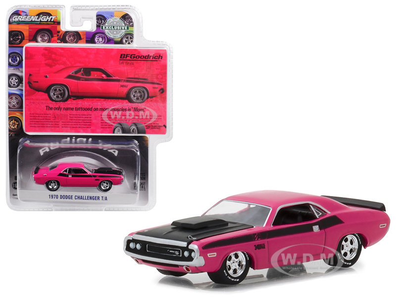 1970 Dodge Challenger Pink "the Only Name Tattooed On More Muscles Is Mom" Bfgoodrich Vintage Ad Cars Hobby Exclusive 1/64 Diecast Model Car By Green
