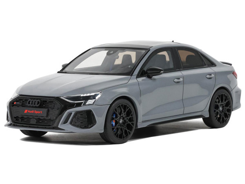 2022 Audi RS 3 Sedan Performance Edition Nargo Gray with Sunroof 1/18 Model Car by GT Spirit