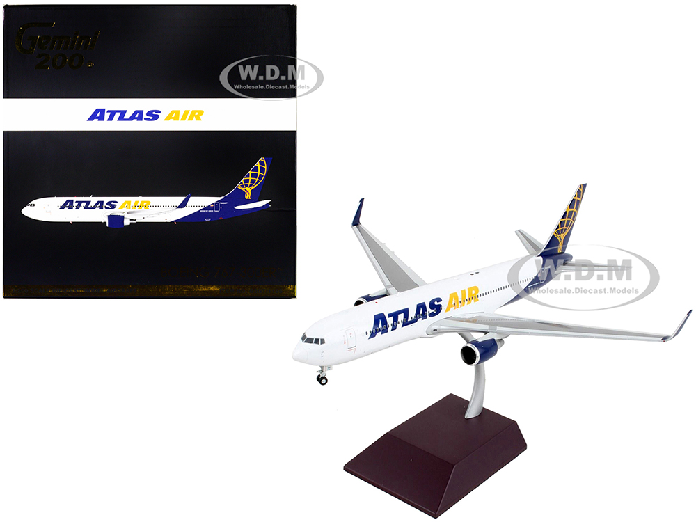Boeing 767-300ER Commercial Aircraft Atlas Air White with Blue Tail Gemini 200 Series 1/200 Diecast Model Airplane by GeminiJets