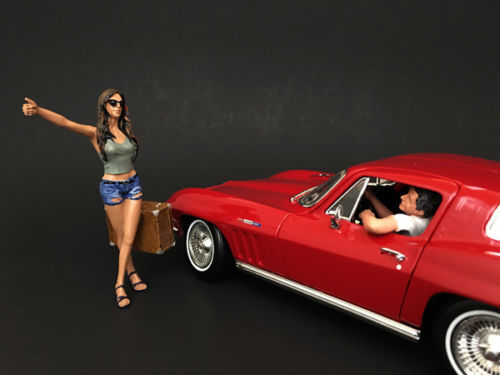 Hitchhiker 2 Piece Figure Set For 1/18 Scale Model Cars By American Diorama