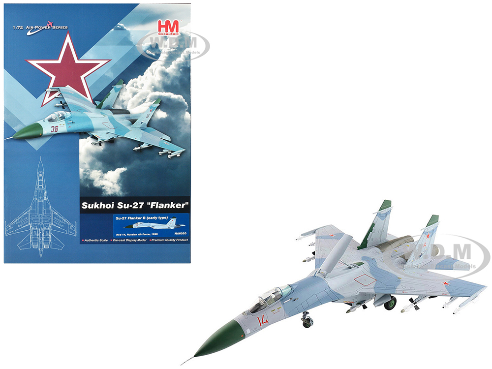 Sukhoi Su-27 Flanker B (Early Type) Fighter Aircraft #14 (1990) Russian Air Force Air Power Series 1/72 Diecast Model by Hobby Master