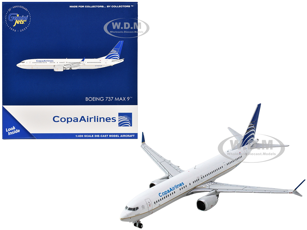 Boeing 737 MAX 9 Commercial Aircraft Copa Airlines (HP-9907CMP) White with Blue Tail 1/400 Diecast Model Airplane by GeminiJets