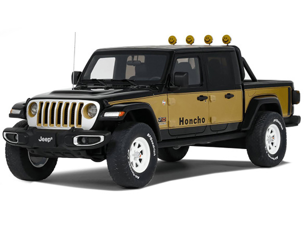 2020 Jeep Gladiator Honcho Pickup Truck Black and Gold 1/18 Model Car by GT Spirit