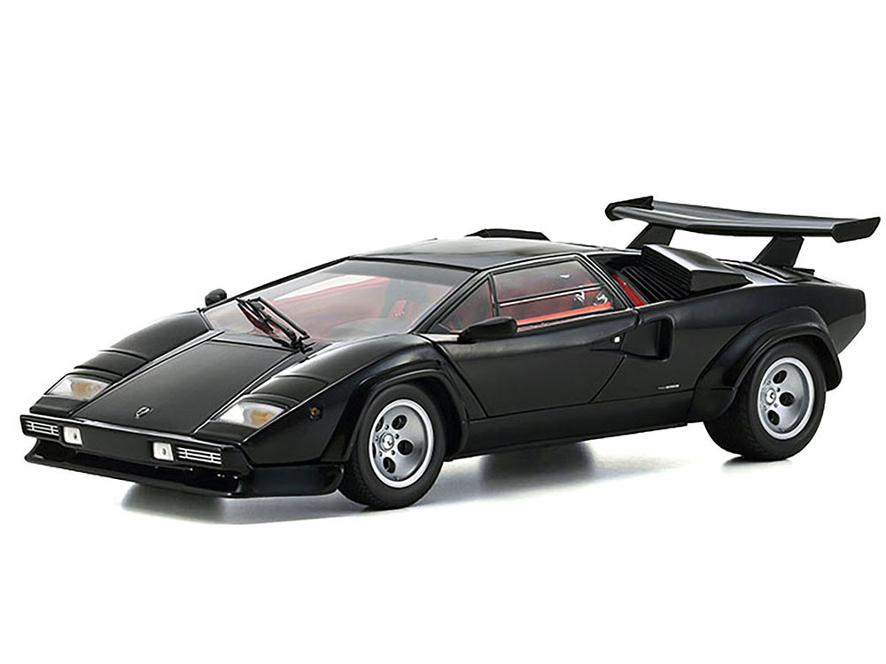 Lamborghini Countach LP 5000 Quattrovalvole Black with Red Interior 1/18 Diecast Model Car by Kyosho