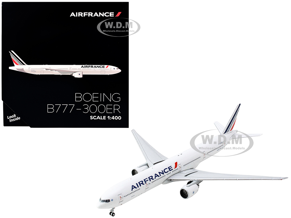 Boeing 777-300ER Commercial Aircraft Air France (F-GZNH) White with Striped Tail 1/400 Diecast Model Airplane by GeminiJets