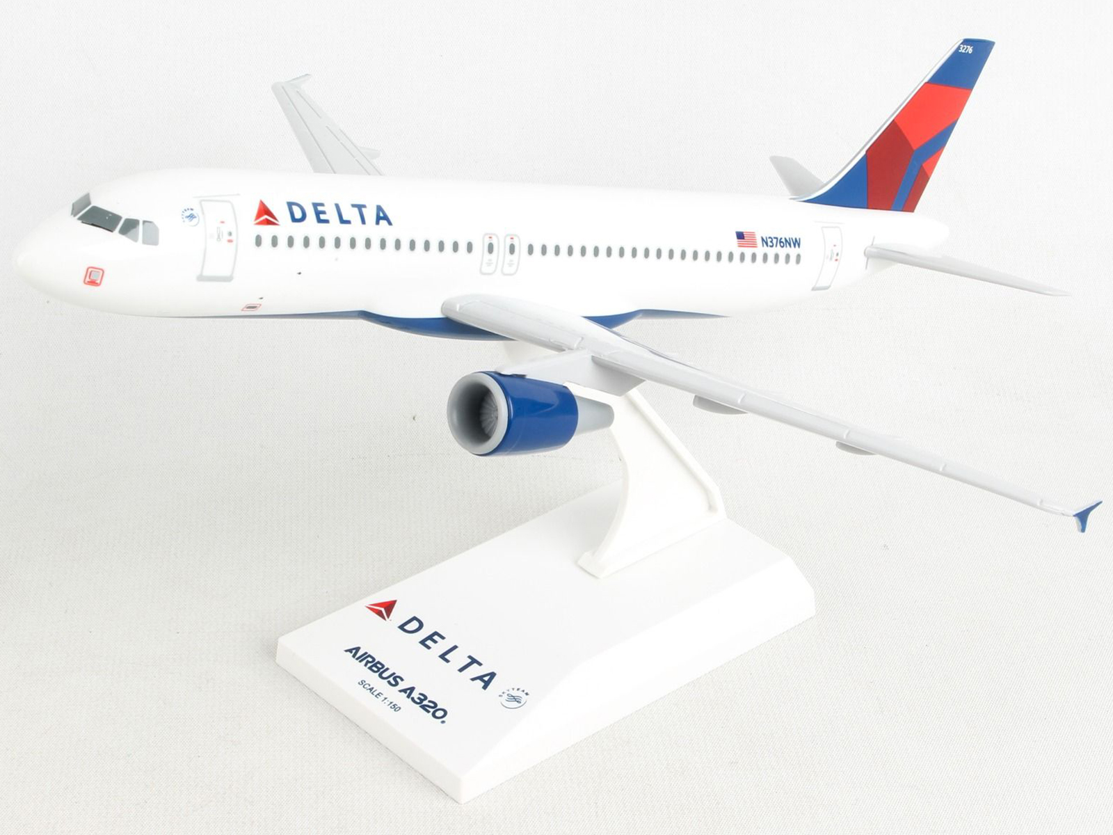 Airbus A320 Commercial Aircraft "Delta Air Lines" (N376NW) White with Blue and Red Tail (Snap-Fit) 1/150 Plastic Model by Skymarks