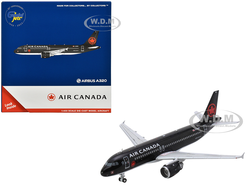 Airbus A320 Commercial Aircraft Air Canada (C-FNVV) Black 1/400 Diecast Model Airplane By GeminiJets