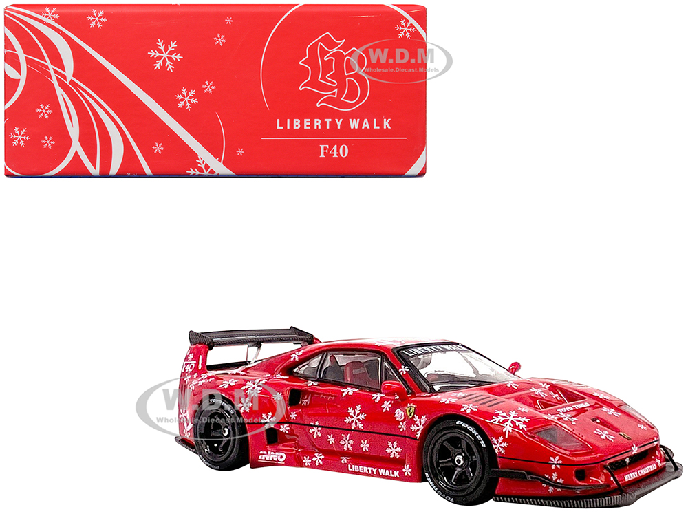 LBWK (Liberty Walk) F40 Red with Graphics Christmas 2023 Special Edition 1/64 Diecast Model Car by Inno Models