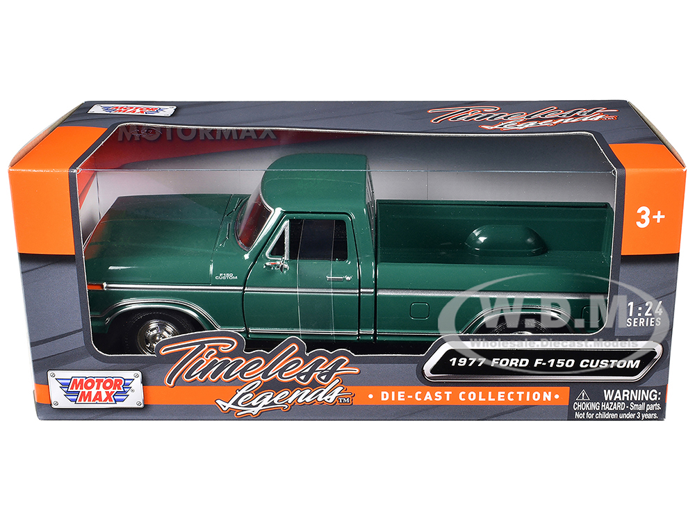 1977 Ford F-150 Custom Pickup Truck Green Timeless Legends Series 1/24 Diecast Model Car by Motormax